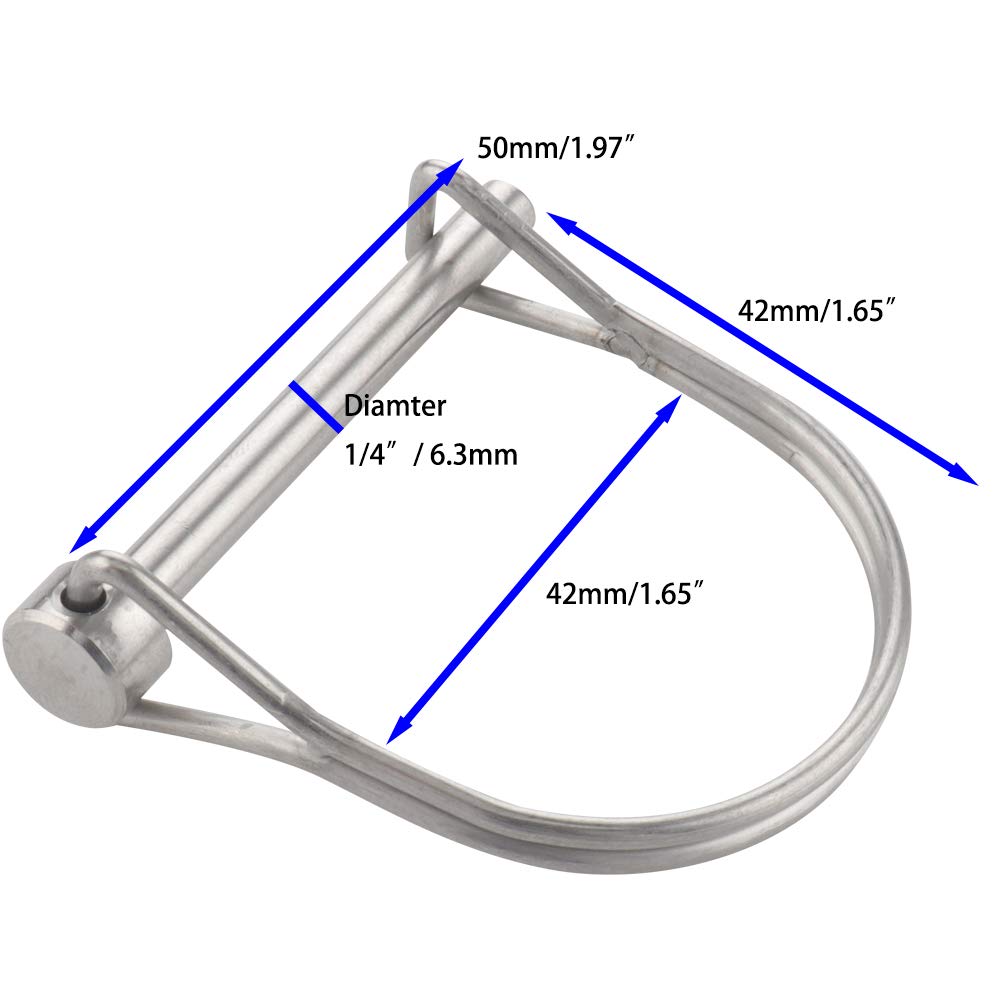 4 Pack Safety Coupler Pin 1/4" x 1.97"(6.3mm x 50mm), Full Marine Grade 316 Stainless Steel Heavy Duty Shaft Locking Pin