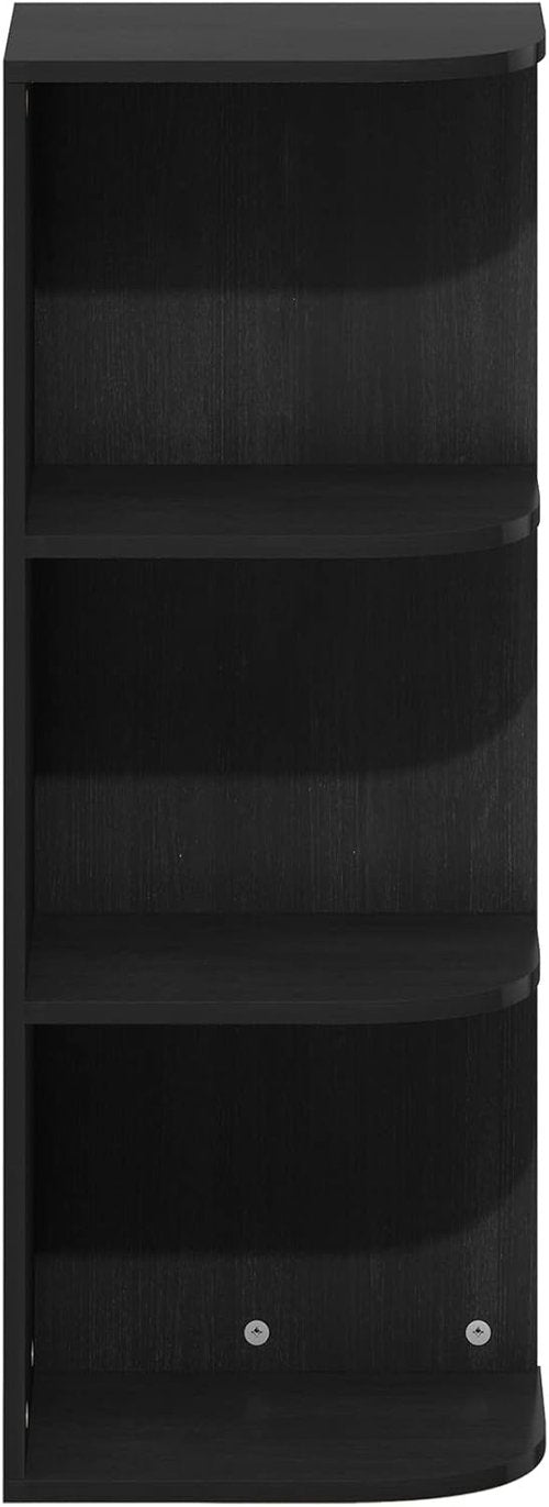 Furinno PASIR 3-Tier Corner Bookshelf - Stylish Open Shelf Bookcase for Organization | Blackwood Finish, 9.3 x 12 x 31.5