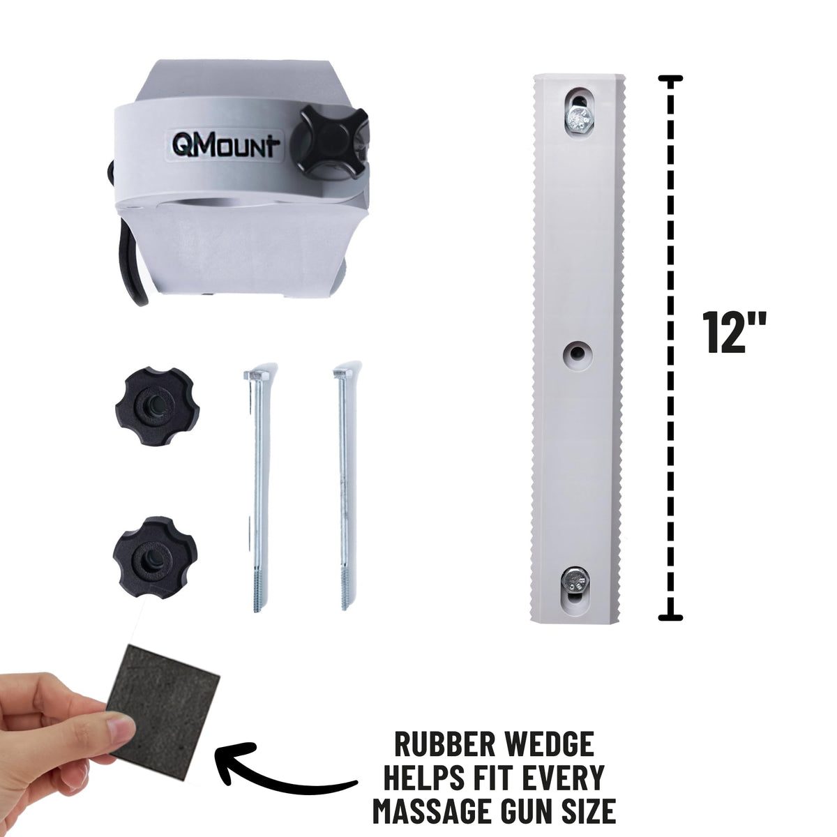 QMount Massage Gun Holder & Rack Mount – Hands-Free for Full Body Muscle Recovery – Fully Adjustable Massage Gun Wall Mount Holder – Heavy Duty, No-Slip, Supports Deep Massaging (Rack Mount)