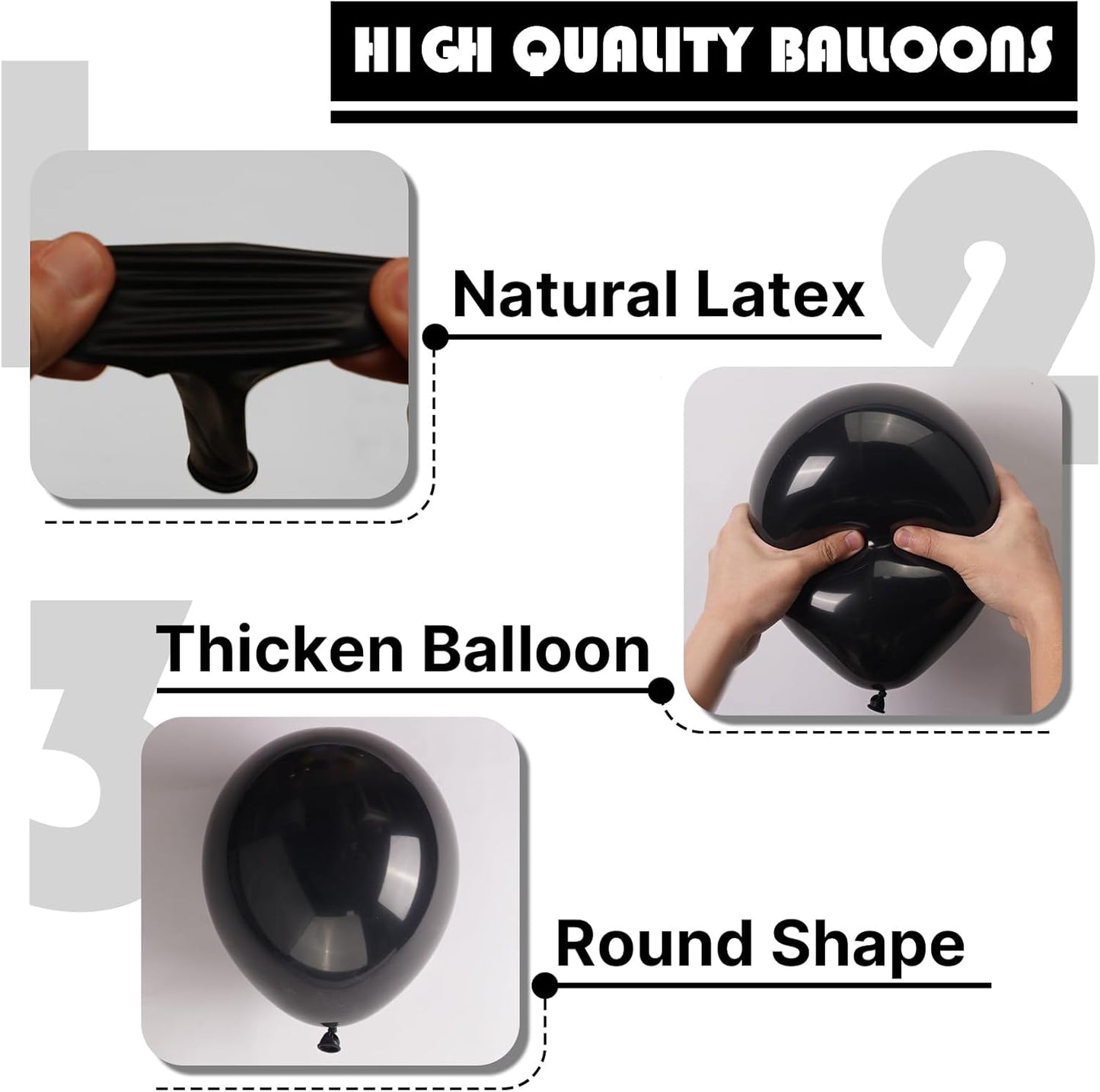 PartyWoo Black Balloons - 127-Piece Matte Latex Balloon Arch Kit for Graduation, Halloween & Birthday Decor | Various Sizes 5-18 Inch