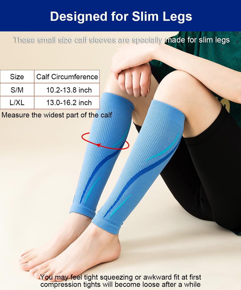 SUJAYU Leg Compression Sleeve Calf Compression Sleeve Women Compression Socks for Flying, Shin Compression Sleeve Shin Splint Relief (Black, L/XL)