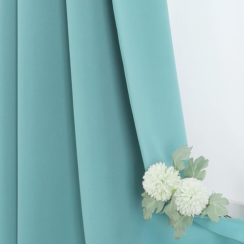 ChrisDowa Blackout Curtains - Thermal Insulated Room Darkening Panels, Aqua, 52 x 80 Inches - 2 Panels Set