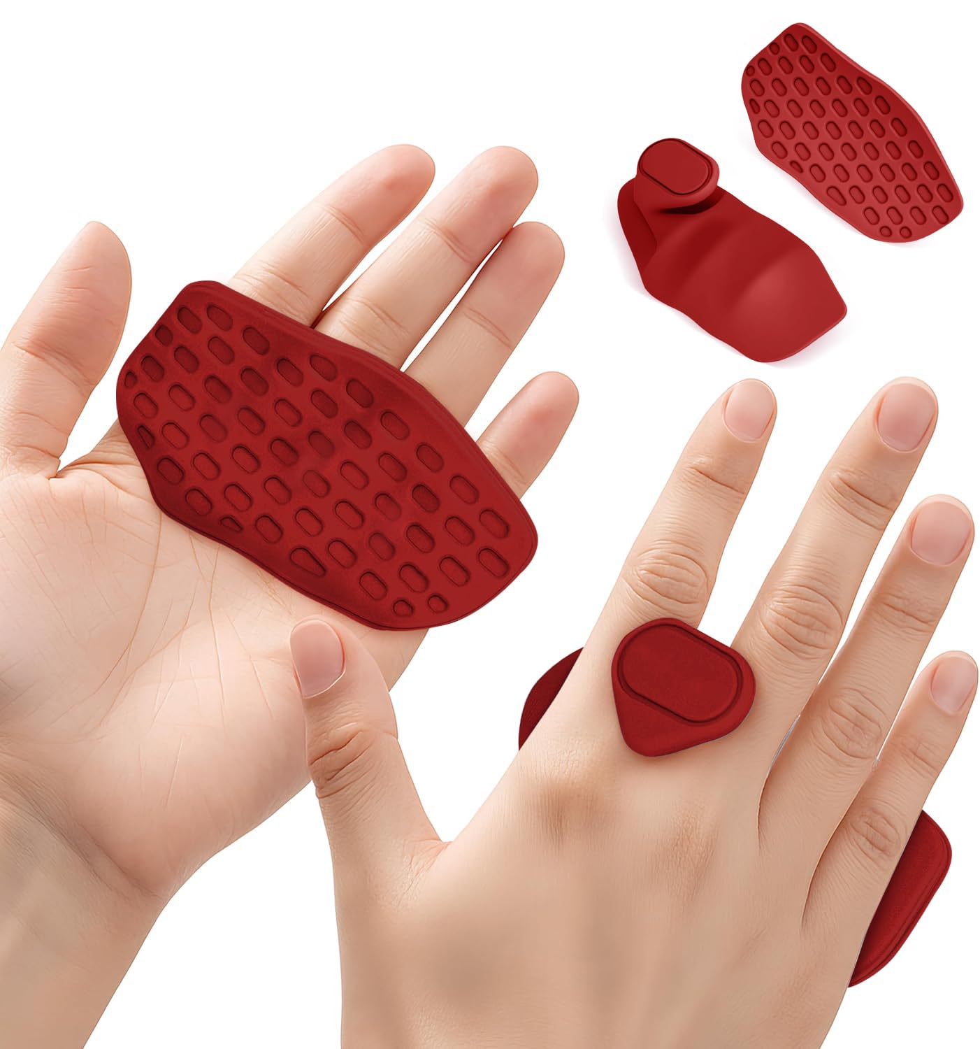 HUAFA Anti-Slip Workout Grips, Gym Weight Lifting Grips Pads,Ergonomics Weight Lifting Gloves for Men Women Deadlift, Fitness Training and Exercise, Gym Pads for Palm Protection(Red)