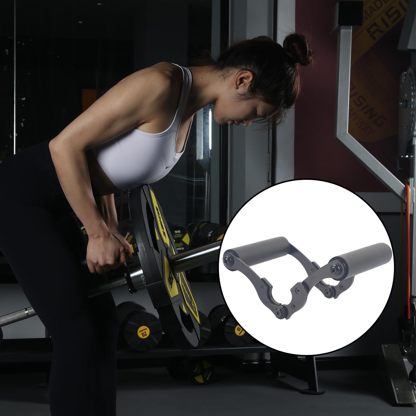 KYLINFIT V Bar Row Landmine Handle Attachment for Barbell Bars,Solid Mine Double D Row Handle Grips with Non-Slip Rubber Grips, T-Row Attachment for Olympic Strength Training Bars