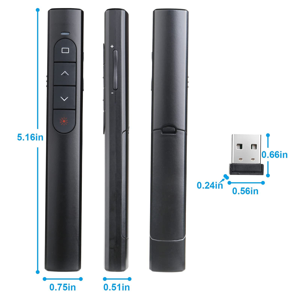 (4 Units) Wireless Presenter Remote, Presentation Clicker with Hyperlink & Volume Remote Control PowerPoint Office Presentation Clicker for Keynote/PPT/Mac/PC/Laptop