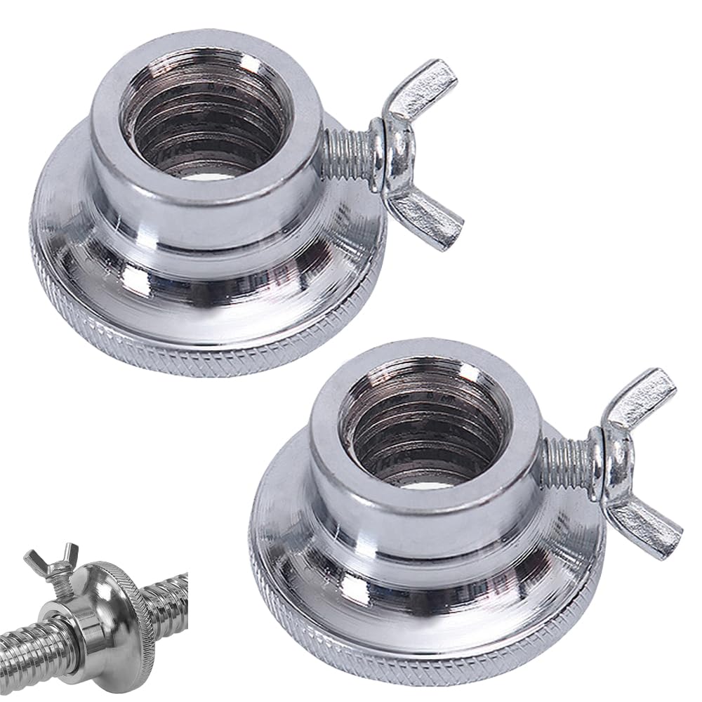 SquEqu 2 Pack Dumbbell Collars Spin Locking Nut with Safety Lock Screw Clamps for 1'' Standard Threaded Dumbbell Handles Weight Bar Hand Weight Set Barbell Adjustable Dumbbells Weight Set