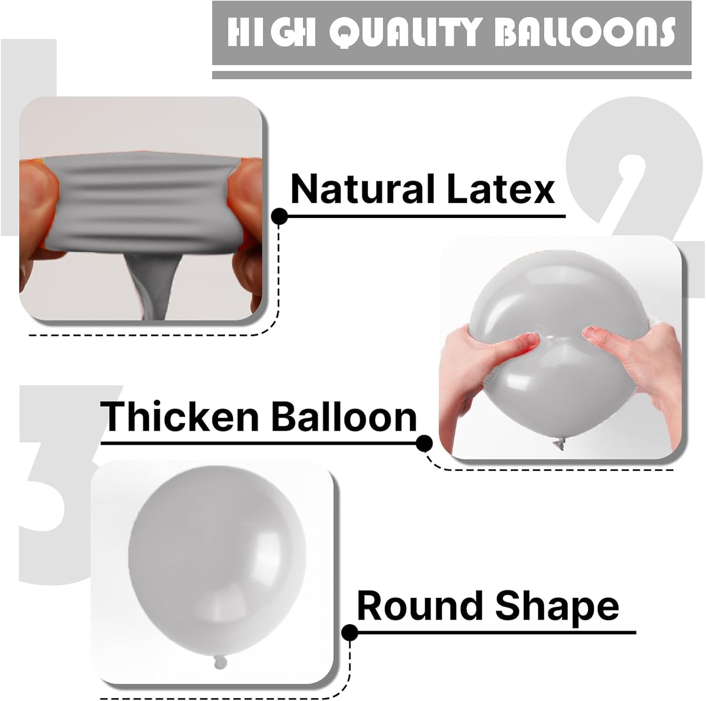 PartyWoo Gray Balloons - 50pcs 12 Inch Matte Gray Latex Helium Balloons for Celebrations