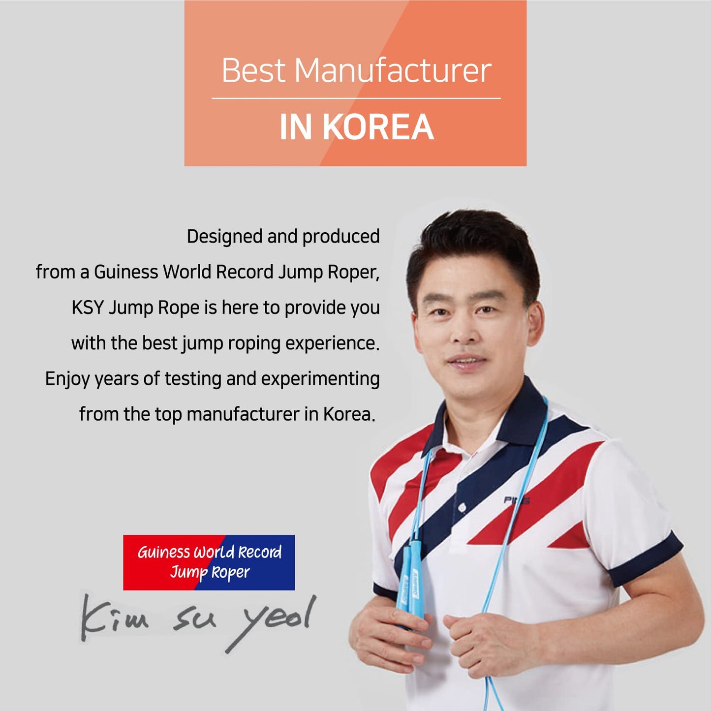 Skipping Jump Rope for Fitness Workout - Light Weight, Adjustable, Tangle Free, Excellent line control for Cardio Boxing, CrossFit, Training Exercise All Ages and Gender ( Special Luxury, KA-220, Made in Korea) (Navy-Yellow)