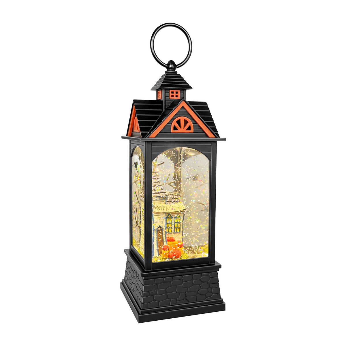 AOMIL Halloween Snow Globe Lantern, Spooky Ghost Halloween Decor, Plug-in & Battery Operated Snow Globes for Halloween Decorations Indoor