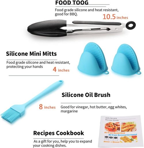 Gowise Air Fryer Accessories 9PCS Set - Fits 3.7QT to 5.8QT Fryers | Includes Cake Barrel, Pizza Pan & More