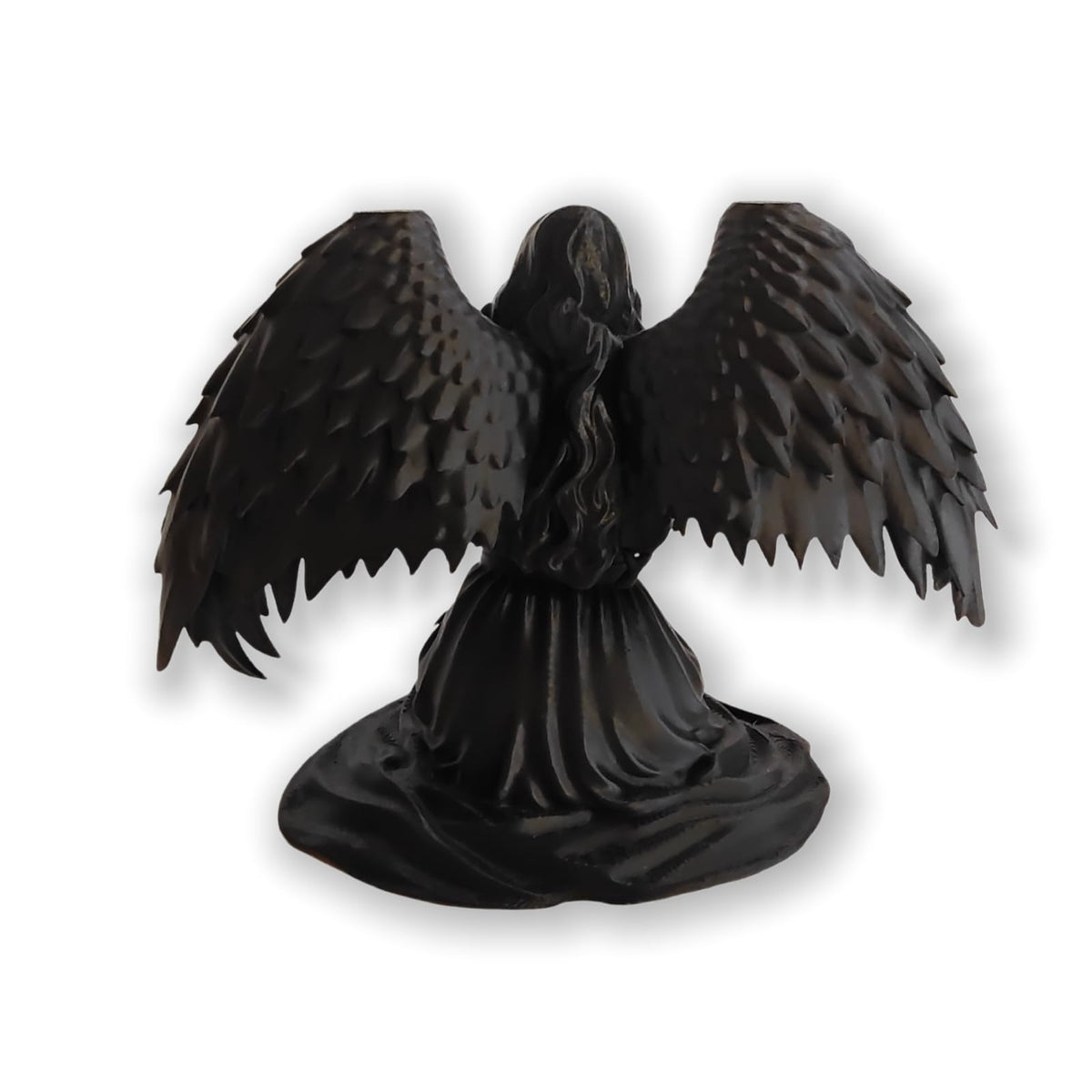 gekoaoo Angel Pen Holder with Hand-Polished Feather Wings, Desktop Organizer, Home & Office Decor, Guardian Gift (Black)
