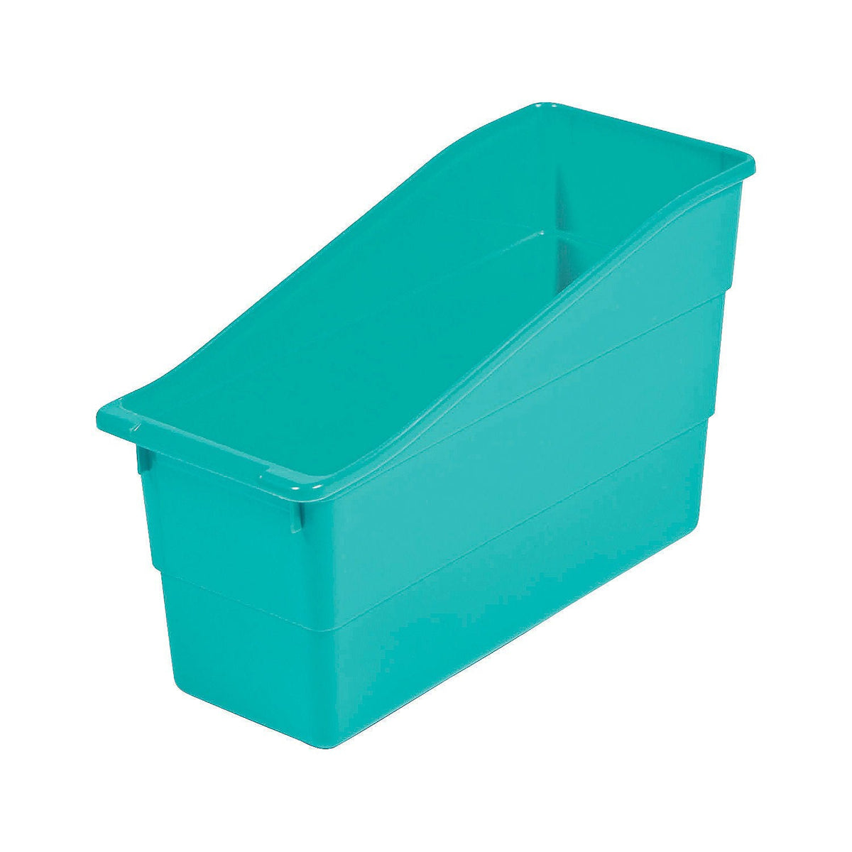 Fun Express Turquoise Plastic Book Bins - Vertical Storage Interlocking Plastic Organizer for Home and Office Classroom Book Bin and Paper Storage - Educational Activities for Kids- 6 Pieces