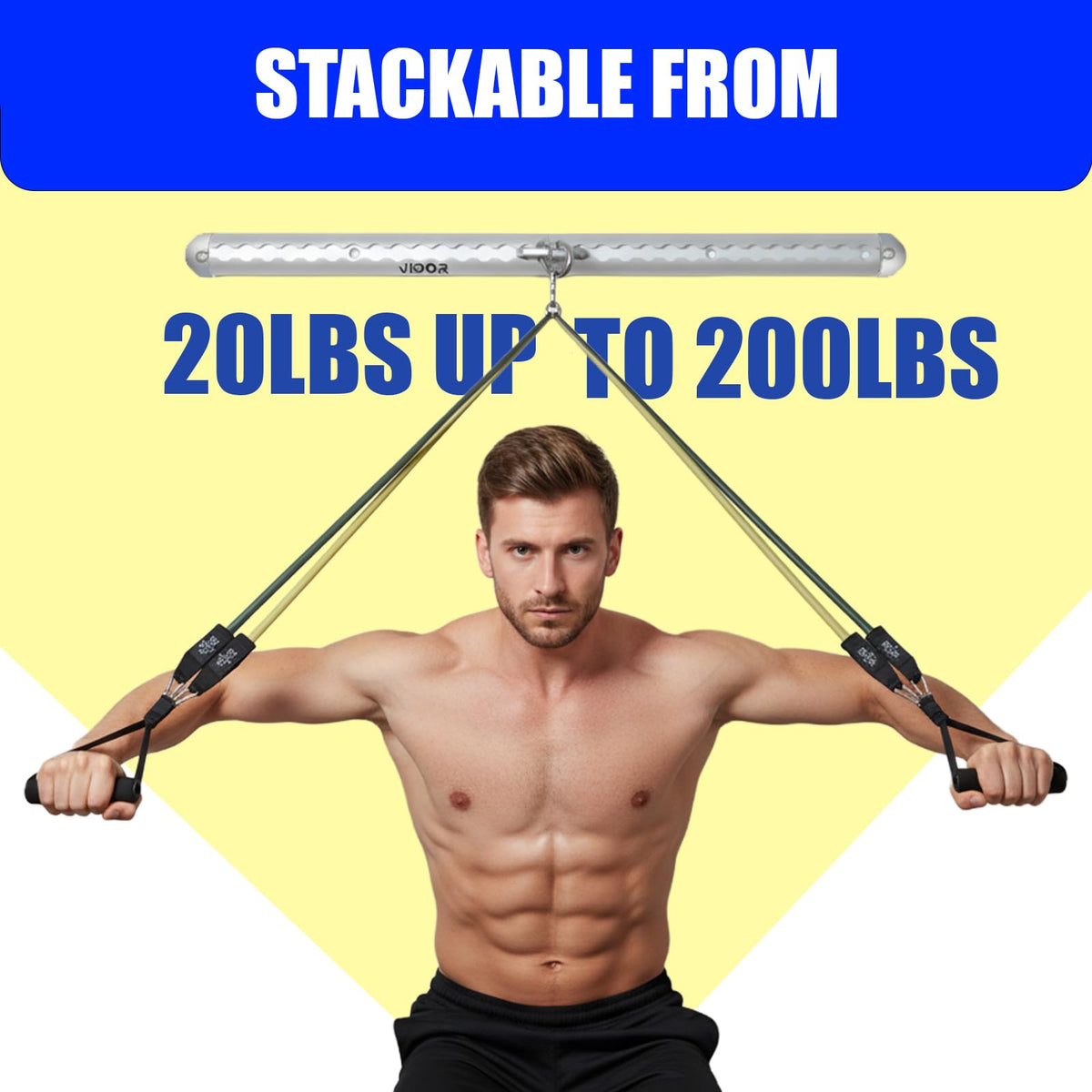 Resistance Band Wall Mount System - Heavy Duty Wall Anchor for Resistance Bands, Workout Wall Anchor with Aluminium Bracket for Home Gym Cable Machine & Fitness (2 Rails and Green Resistance Band)
