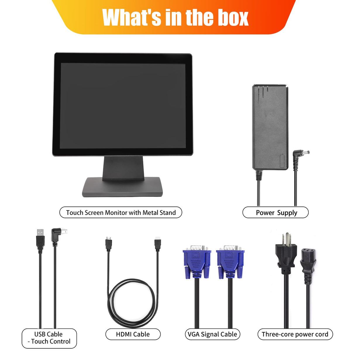 Angel POS 17-Inch Capacitive LED Backlit Multi-Touch Monitor, True Flat Seamless Design Touchscreen, VGA