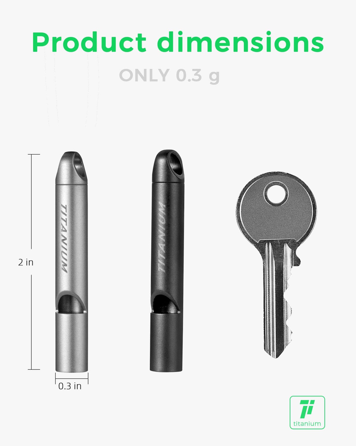 IUMIUN Titanium Pealess Emergency Whistle, 120-130dB High Frequency Safety Survival Whistle for Hiking Camping Boating Dog Training(Matte 1 Pack)