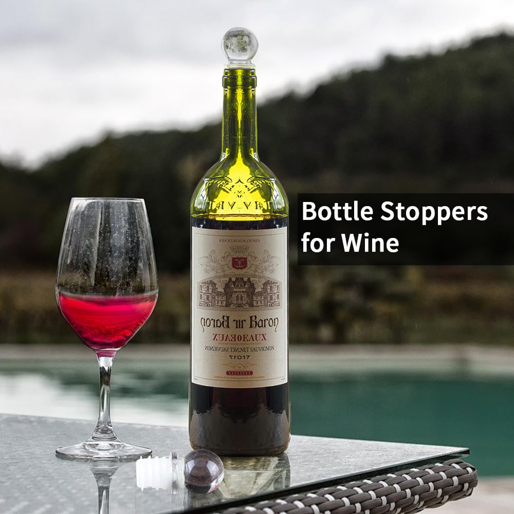 Wine Bottle Stoppers 24 Pack Wine Saver with Unbreakable Acrylic Wine Stopper for Decanter Beverages Champagne Liquors Oils Diffuser Bottles