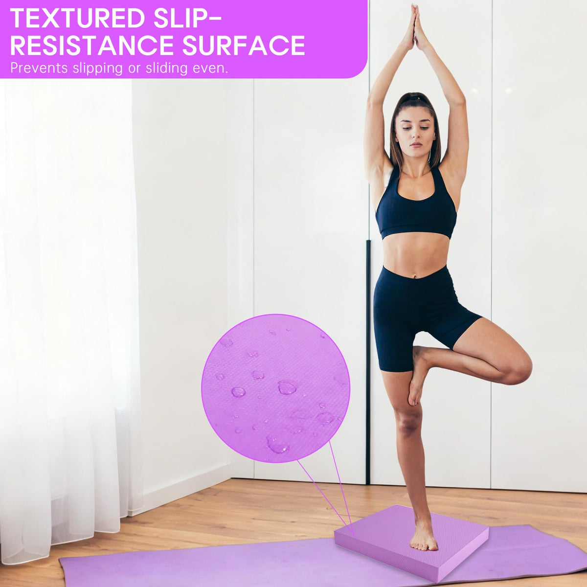 MBKHFLL Exercise Balance Pad,Balance Foam Mat for Physical Therapy Equipment & Strength Stability Training, Slip Resistant Foam Mat for Yoga, Pilates, Meditation,Gardening knee pads (Purple)