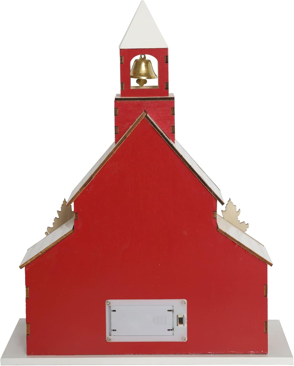 Skiennix Wooden Lighted Christmas Church Decor - 11.8" LED Village Chapel with Bell Tower | Battery Operated Rustic Tabletop Centerpiece for Holiday Home Decor