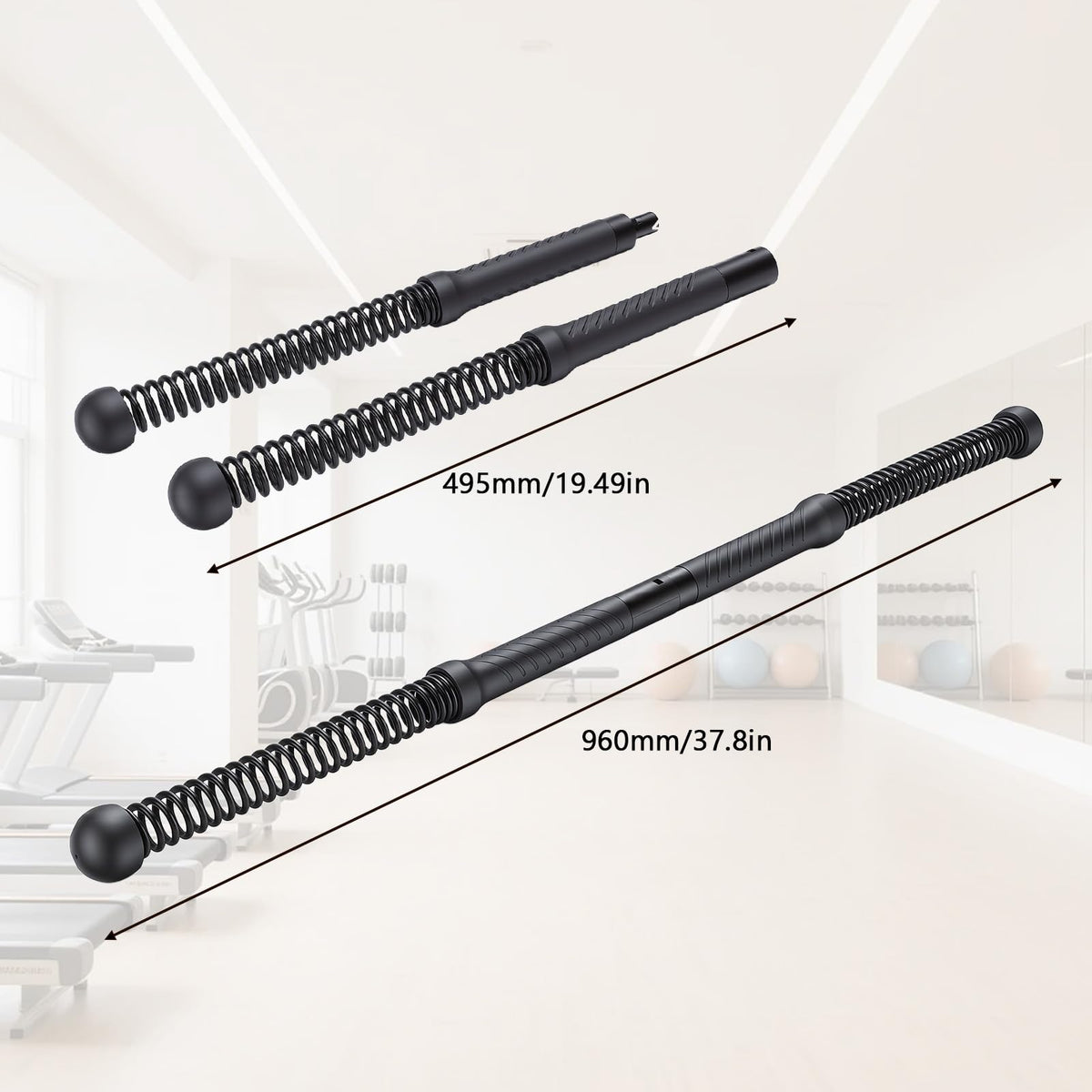 Fitness Exercise Bar, 2in1 Functional Shoulder Exercise Equipment, Workout Bar Elastic Fitness Stick for Pilates Sports Arm Muscles Strength (Black)