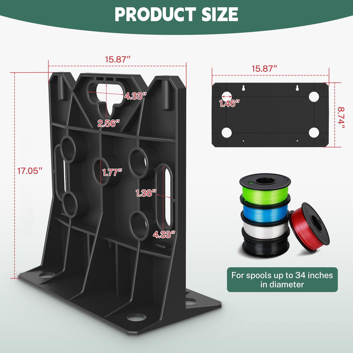 Ustinian Wire Spool Rack, Multi Purpose Wire Dispenser Cable management rack for organizing cables, 34" diameter 17" tall 15.87" wide 330 pound weight capacity (Black, 1 Pair)