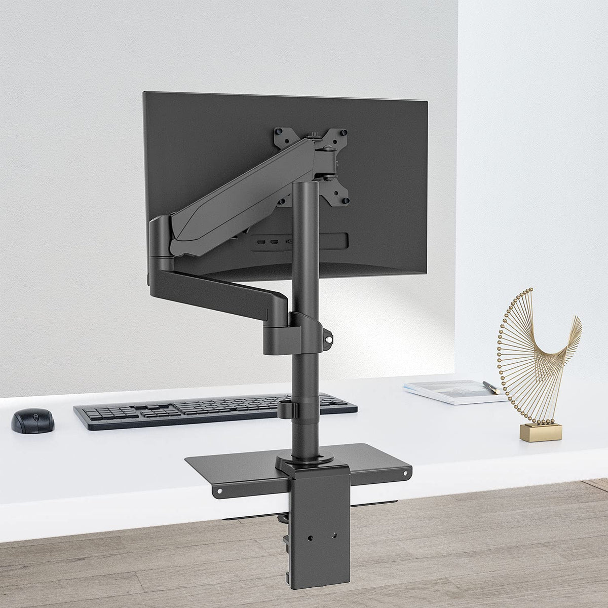 WALI Monitor Mount Reinforcement Plate for Thin, Glass, and Other Fragile Table Tops, with Most Monitor Bracket Grommet C Clamp Installation (CGRP-B), Black