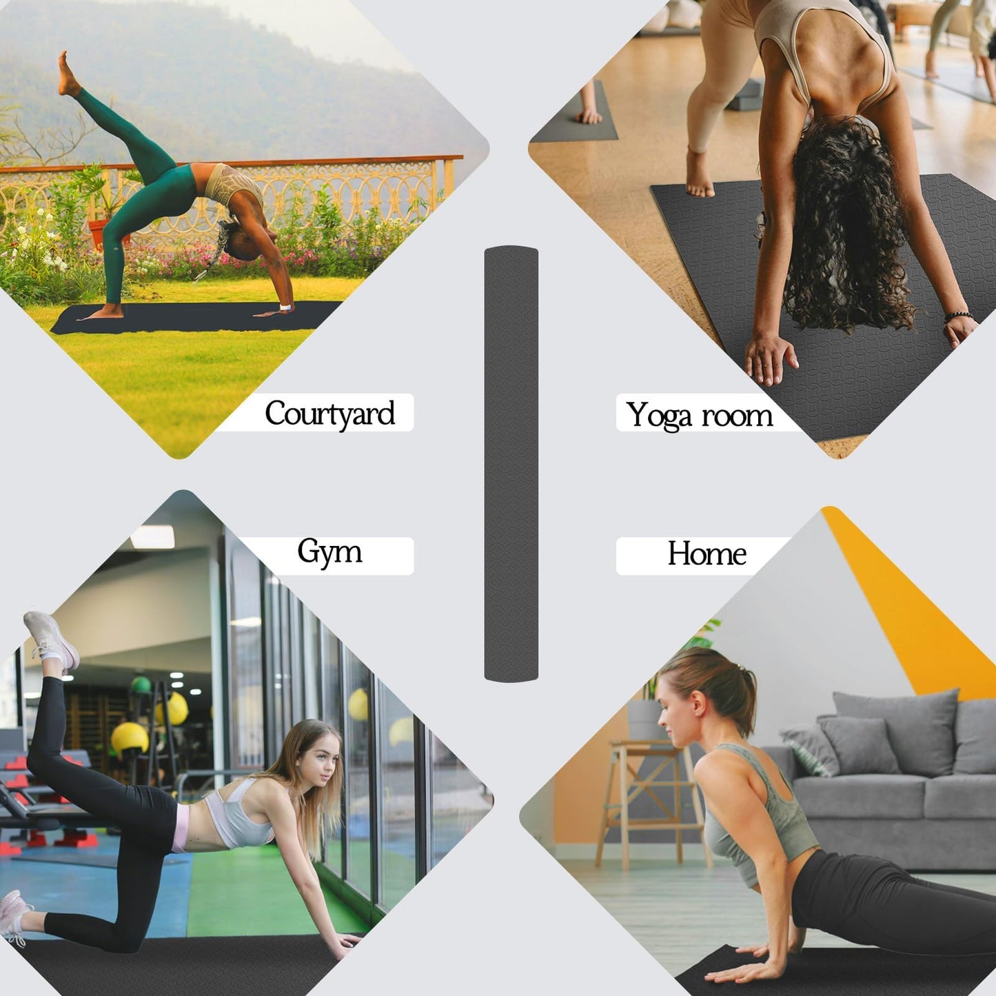 VTORY Extra Large Yoga Mat 6'x 4'x 12mm (1/2in) Thick Exercise Mat for Men and Women, Non-Slip, Durable Workout Mat for Home Workout, Yoga, Pilates, Stretching (Black)