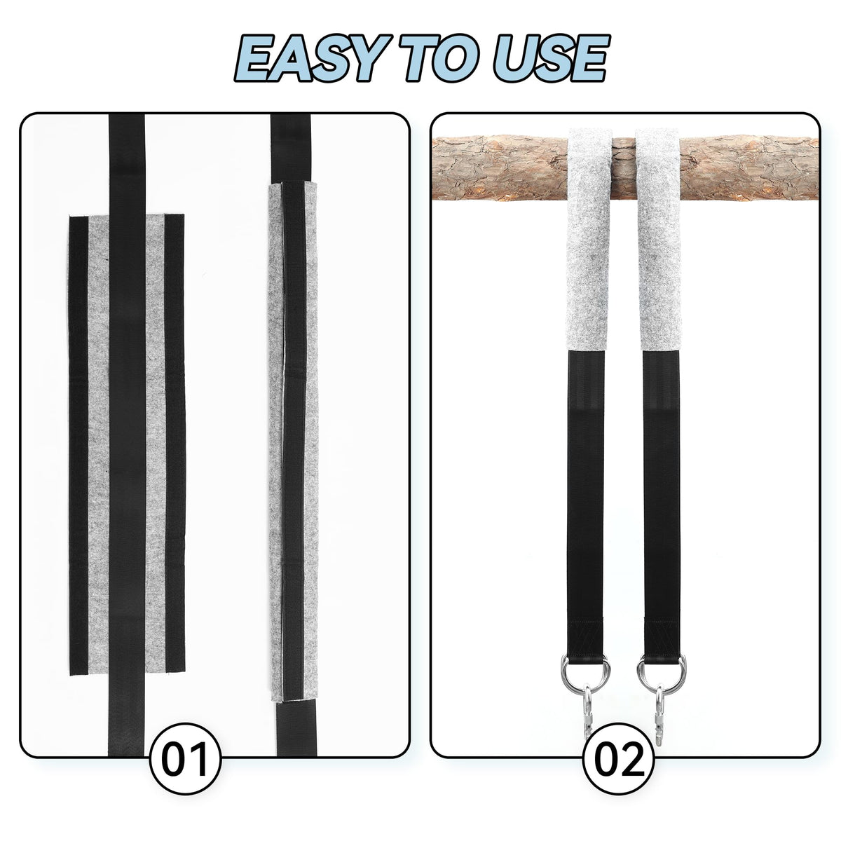 2 Pack Tree Swing Hanging Straps Kit 8FT Extra Long Holds 3000 lbs, Tree Swing Straps+2 Heavy Duty Screw Lock Carabiners+2 Tree Protectors+Swivel Hook, Fast & Easy Way to Hang Any Swing or Hammock