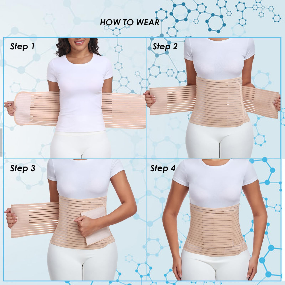 Postpartum & Post Surgery Abdominal Binder. Postpartum Belly Band Support Recovery after C-Section, Natural Birth, Hysterectomy, Hernia Belt (Beige,L)