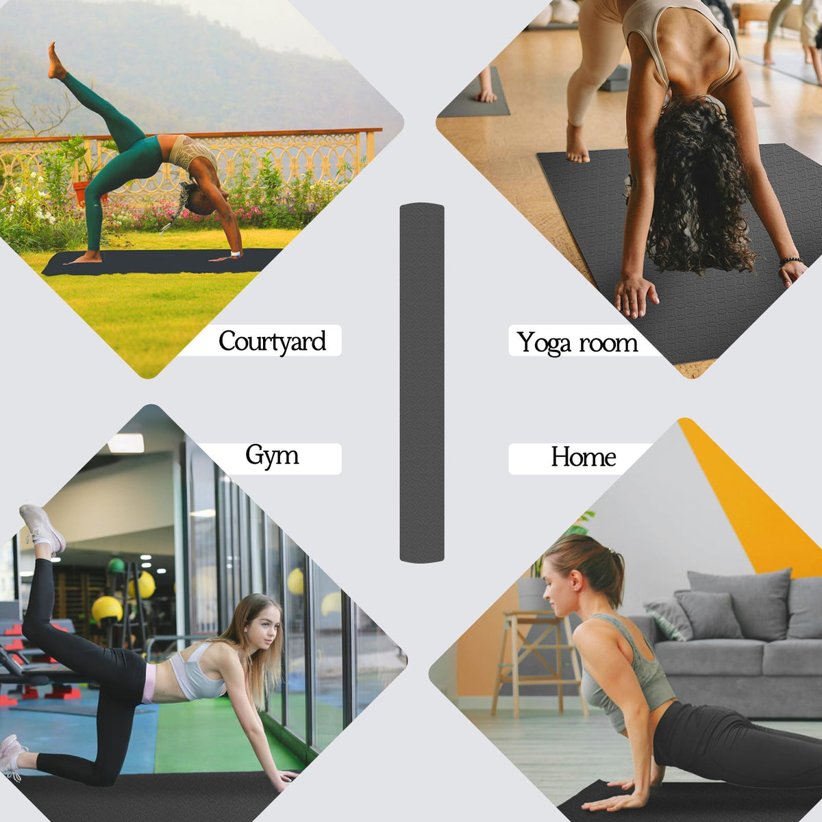 VTORY Extra Large Yoga Mat 6'x 4'x 8mm (1/3in) Thick Exercise Mat for Men and Women, Non-Slip, Durable Workout Mat for Home Workout, Yoga, Pilates, Stretching (Black)