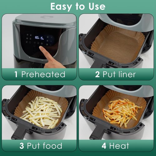COSORI Small Air Fryer Liners - 100PCS Disposable Parchment Paper Sheets | 4.7 Inch Square for 2 QT Baskets