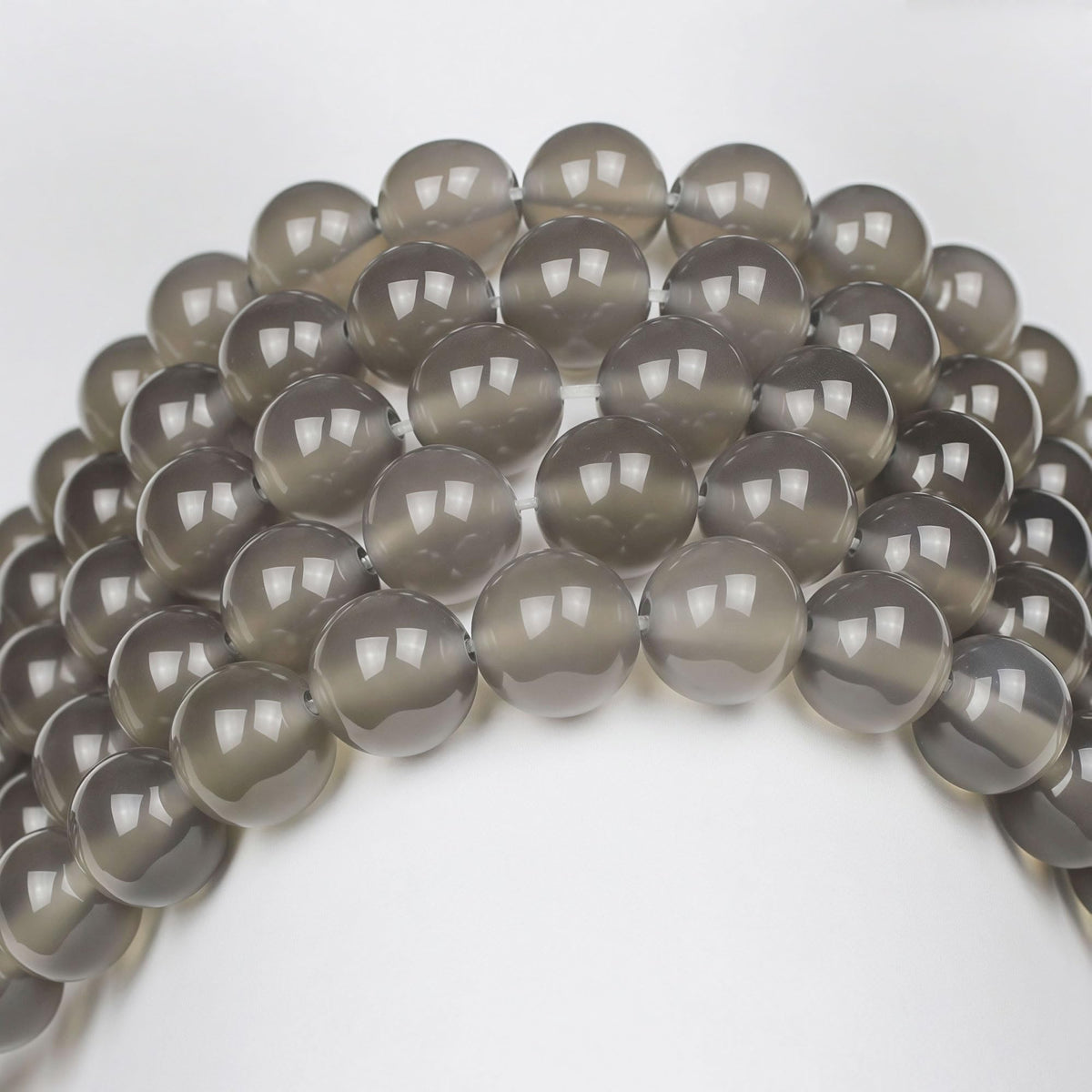 MJDCB 7A Natural Grey Agate Gemstone Round Stone Beads for Jewelry Making DIY Bracelet Necklace (12mm)