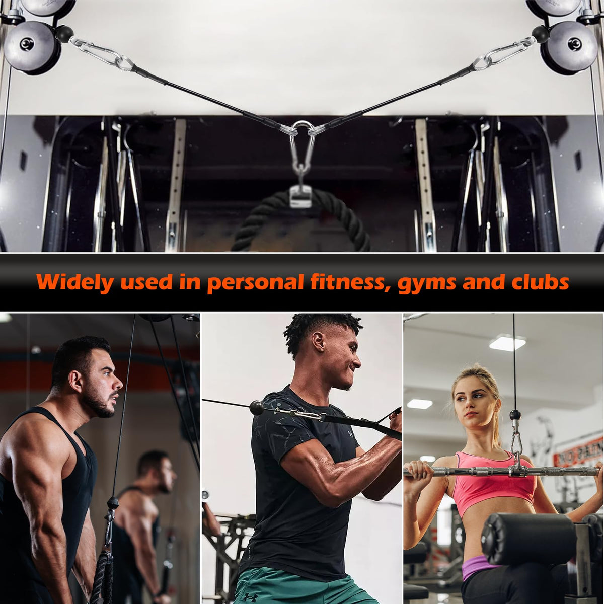 GAQUECY Gym Cable Extension, 10" Cable Machine Extension Compatible with Bowflex Home Gym Machine, Fitness Cable Extension Home Gym Cable Machine Attachment for LAT/Tricep Pull Down (2pcs)