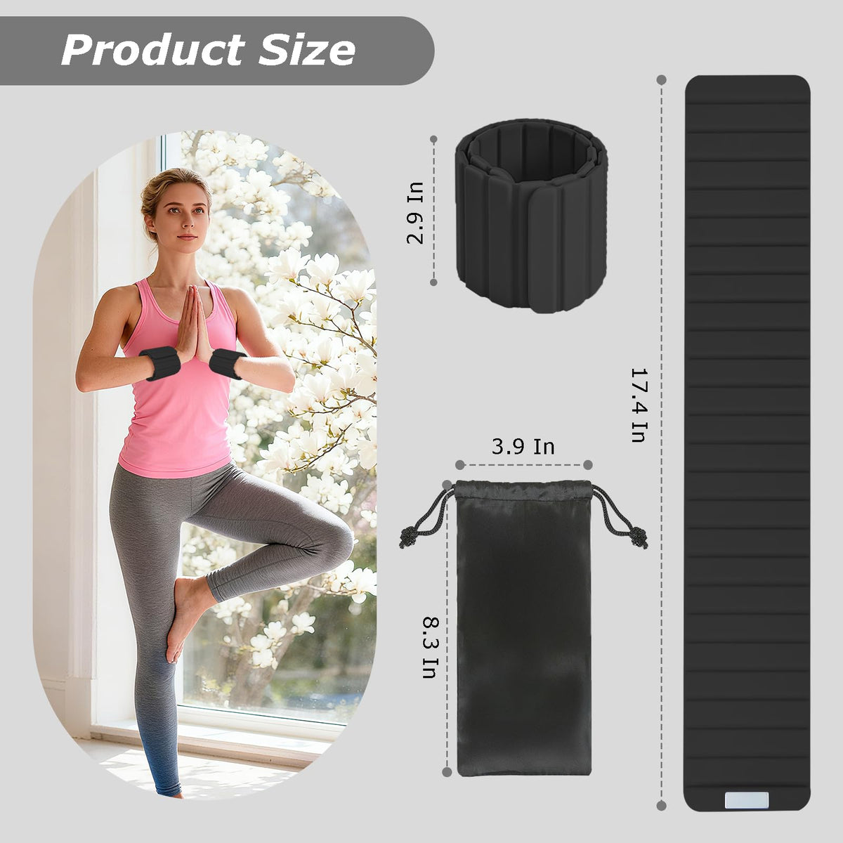 Magnetic Wrist Ankle Weights – Adjustable Ankle and Wrist Weights for Women & Men – 2 Pack (1LB Each) Stackable Magnetic Silicone Arm Bands Non-Slip, Waterproof, Easy Wear – Ideal for Pilates, Yoga, Running & Walking(Black )