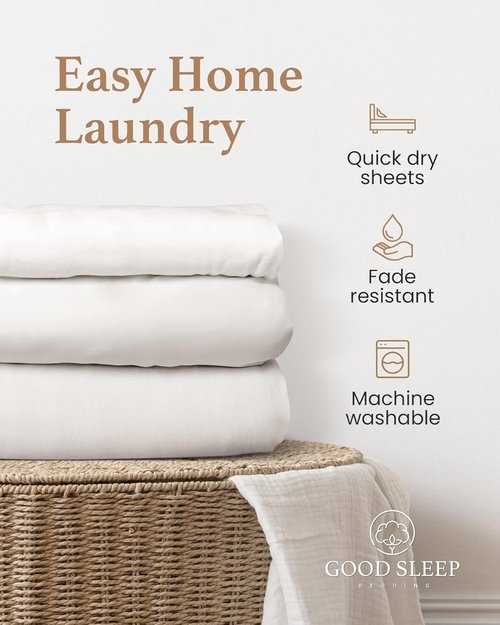 Good Sleep Bedding 800 TC Queen Fitted Sheet - Soft, Breathable Luxury Hotel Style | 16" Deep Pocket - White