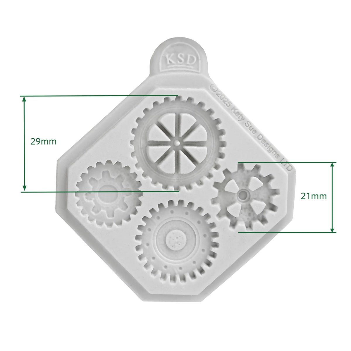 Cosmic Shimmer Mini Cogs & Gears Silicone Mold for Crafting. Use with Air Dry & Polymer Clay, Resin, Wax, Cold Porcelain & More. Cogs are 0.8 & 1.1 Inches. from Katy Sue Craft Molds