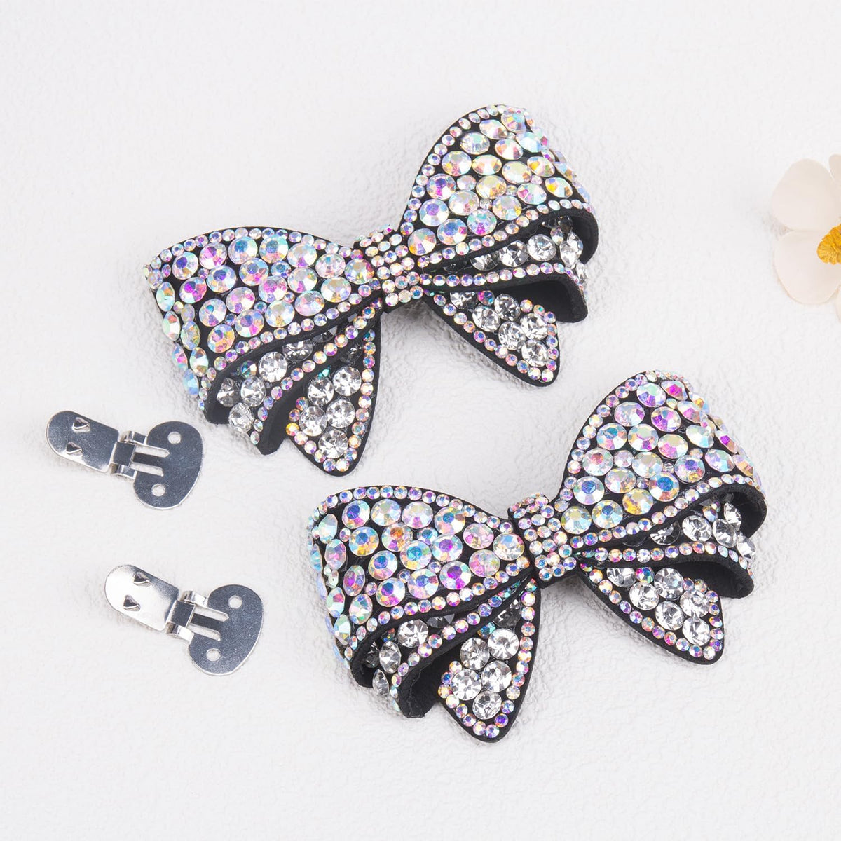 KOOBOOK Rhinestone Bow Shoe Clips - Sparkly Fashion Accessories for Brighter Shoes | 2 Pcs