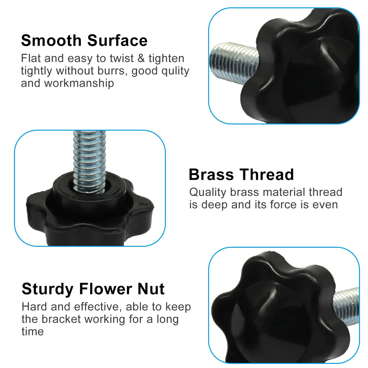 Waziaqoc 20 PCS 1/4-20 Inch Thread Knob, Plastic Star Shaped Nut, Jig Clamping Male Handle Tightening Screw Knobs for Replacing Umbrella Base, 1 Inch Length