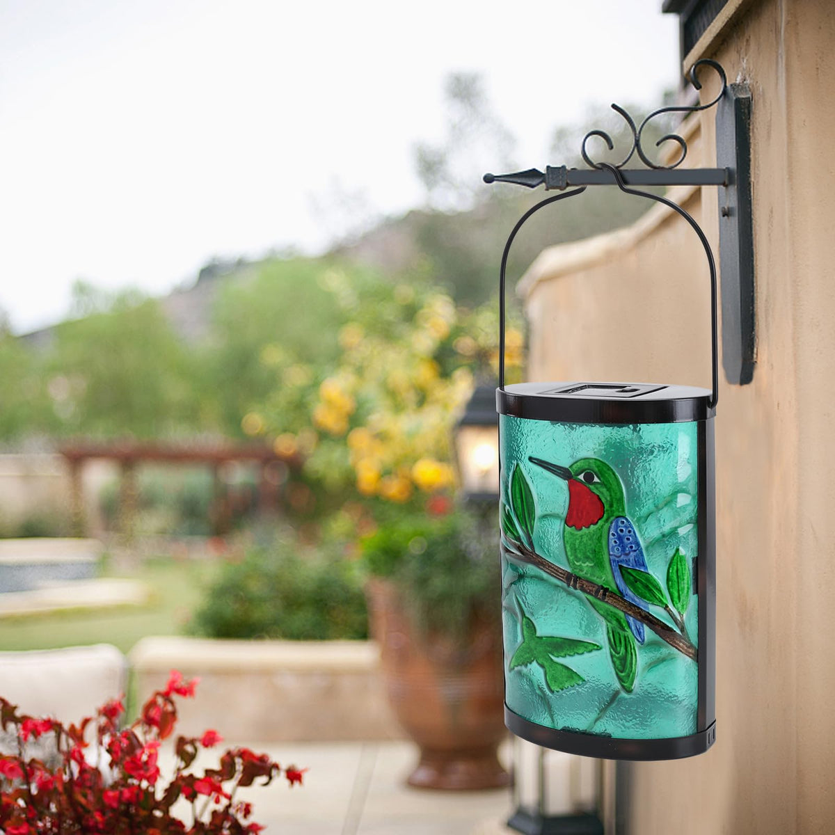 Afirst Hanging Solar Lantern Outdoor Bird Glass Lights Waterproof LED Lamp for Garden Yard Tree Desk Decor