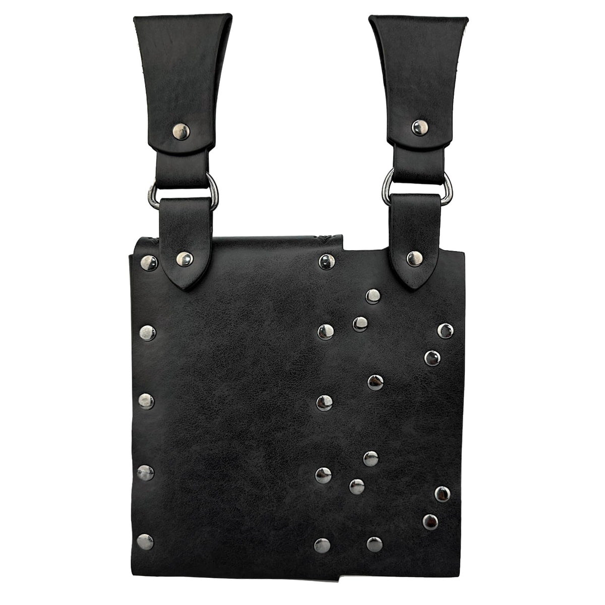 HiiFeuer Medieval Alchemy Faux Leather Belt Bag with 2 Cork Potion Vials, Fantasy Wizard Waist Pouch Side Pack for Ren Faire (Black B)
