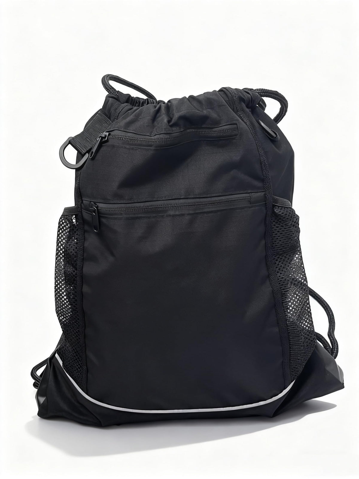 SSZYace Drawstring Basketball Backpack for Boys, Foldable Soccer Backpack with Detachable Ball Mesh Bag for Football Volleyball Baseball, Black