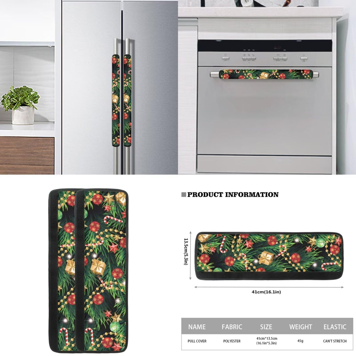 Yatixapu 6PCS Refrigerator Door Handle Covers Christmas Tree Kitchen Appliance Protective Gloves Anti-Slip Decor for Microwave Ovens Dishwashers Keep Kitchen Appliance Clean Keep Off Smudges Oil Stain