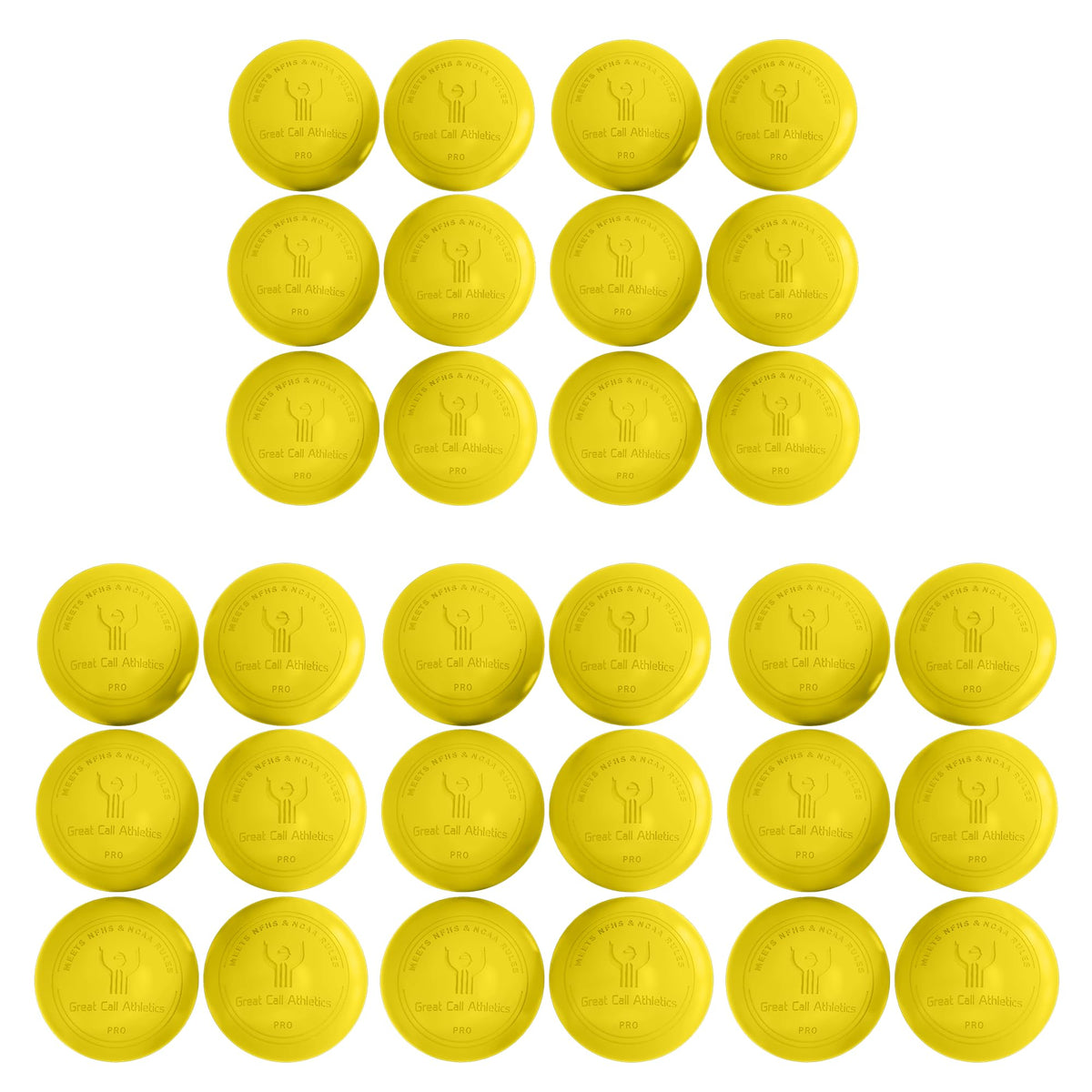 GCA Pro Lacrosse Official Game Ball NFHS College Approved Velocity 6 Pack LAX Field Tournament Rubber Practice (Yellow, 6 Balls)