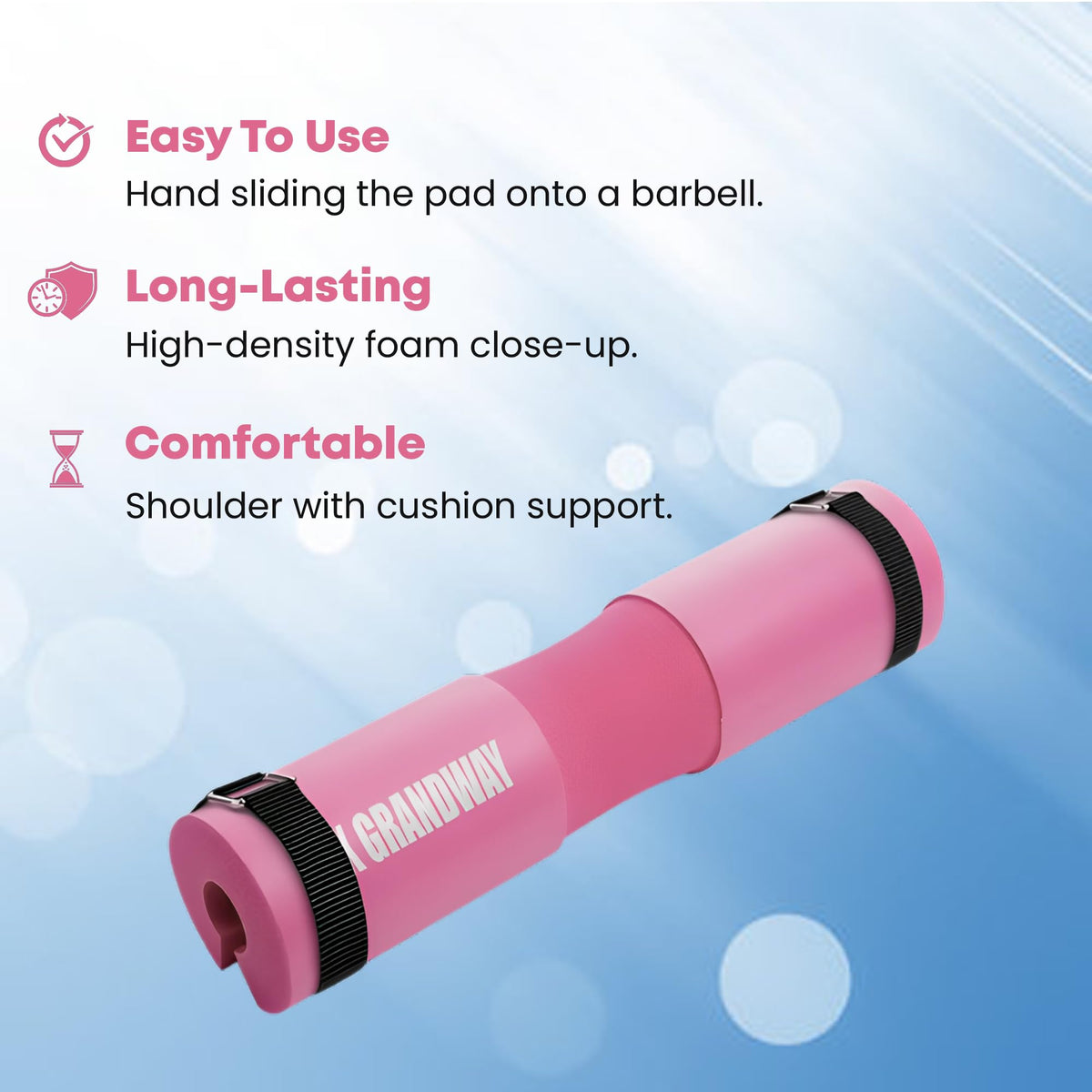 Advanced Squat Pad - Barbell Pad for Hip Thrusts, Squats & Lunges - Neck & Shoulder Squat Bar Pad Cushion Support Foam for Extra ComfortPremium Squat Pad (Pink)