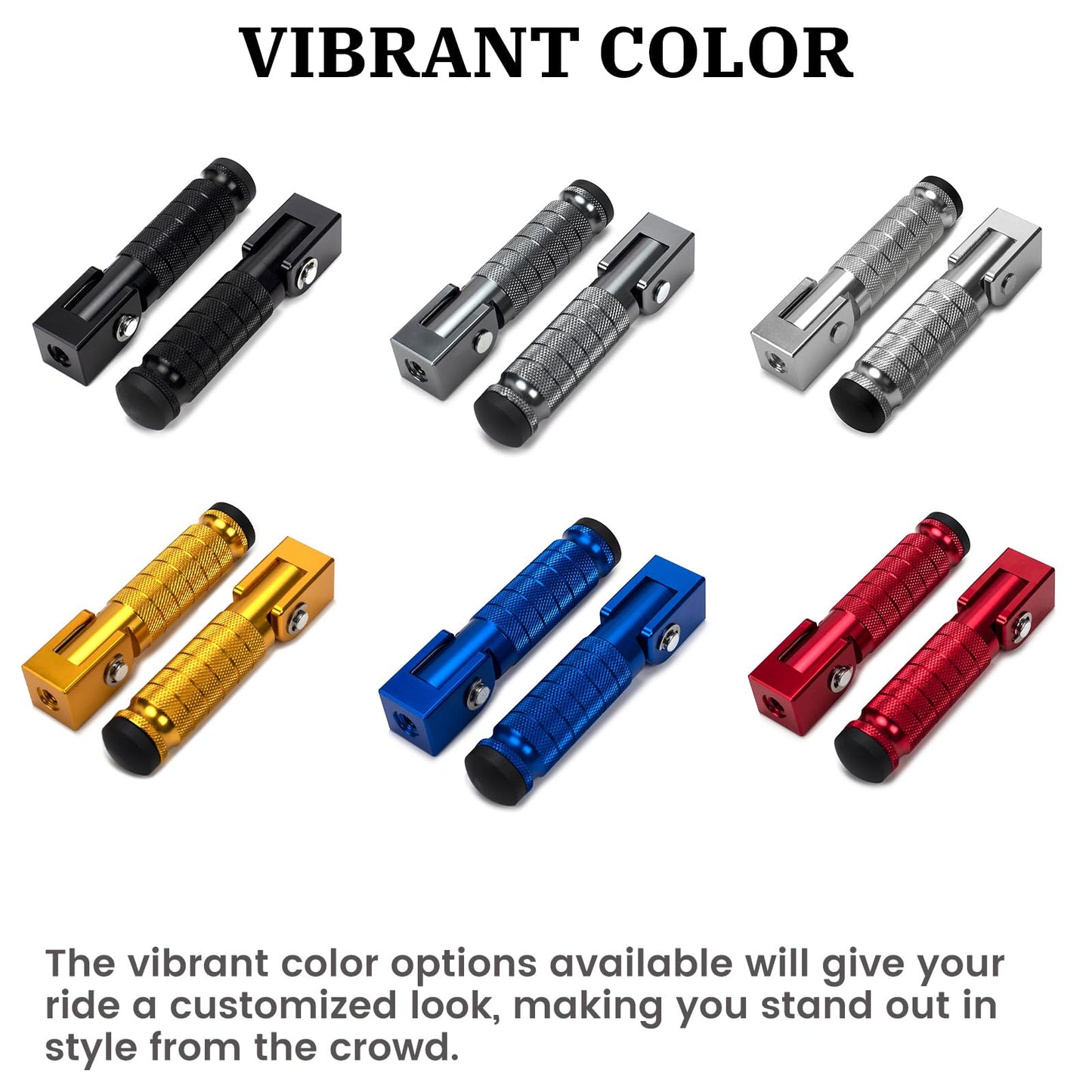XINGWU M8 Motorcycle Foot Pegs 90 Degree Foldable Footpegs CNC Anti-Skid Footrest Universal for Yamaha Honda Suzuki Aprilia Electric Car Motorbike Mini Bike Dirt Pit Bike Passenger Pedal (Black)