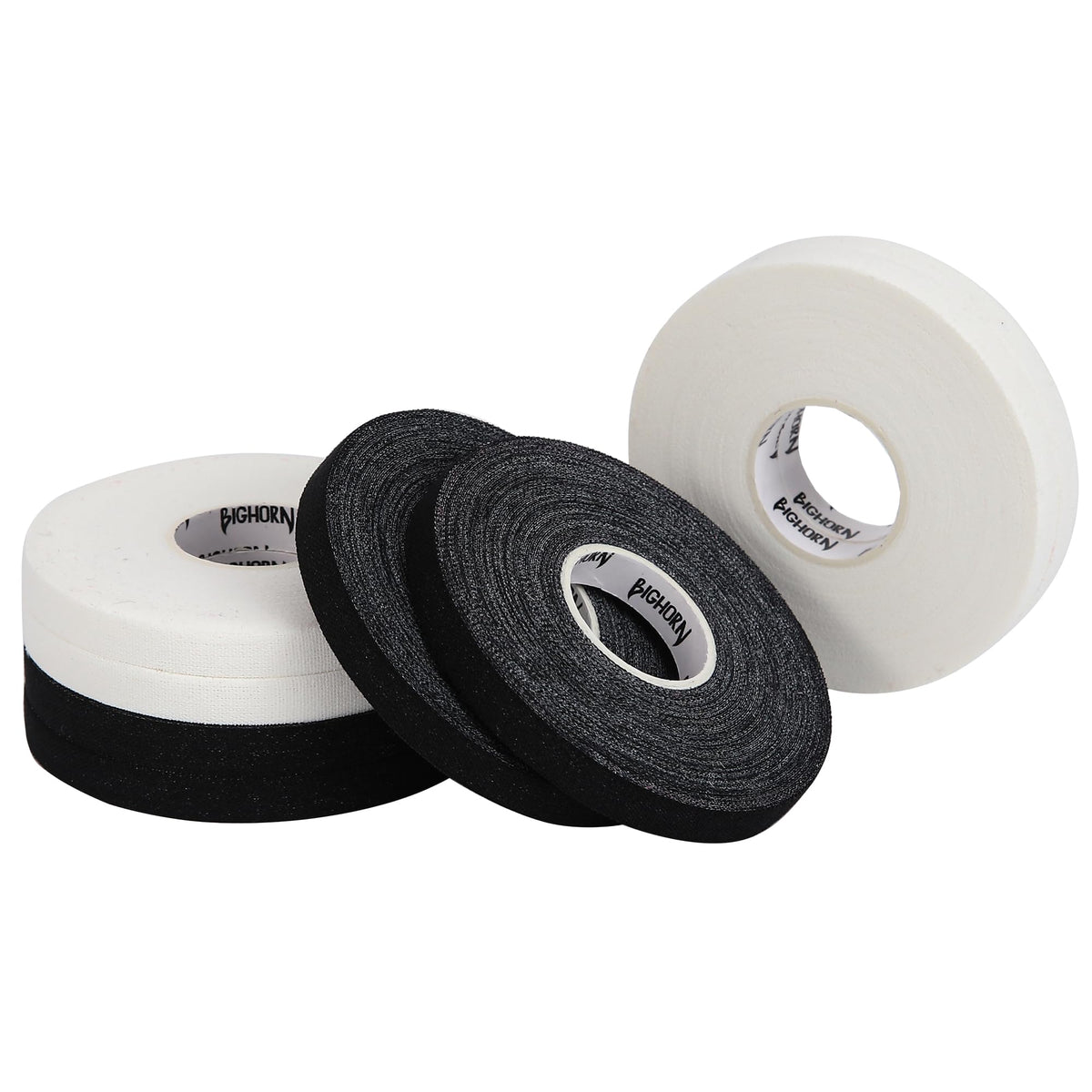 Bighorn Athletics Jiu Jitsu Finger Tape, 0.3-Inch x 45-feet, 8-Rolls | Residue-Free, Zinc Oxide Adhesive | Athletic Sports Tape for BJJ, Wrestling, Climbing, Volleyball, Hands & Toes | Black & White