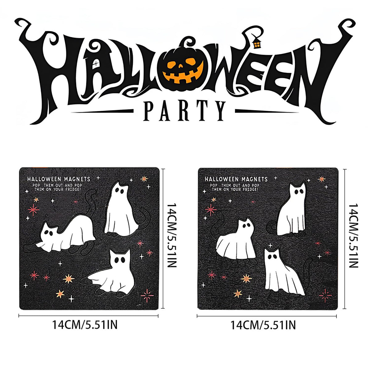 Halloween Ghost Refrigerator Magnets Cute Cat Ghost Magnet Stickers Wood Halloween Picture Frame Magnets for Fridge Fridge Magnetic Decals for Party Decor