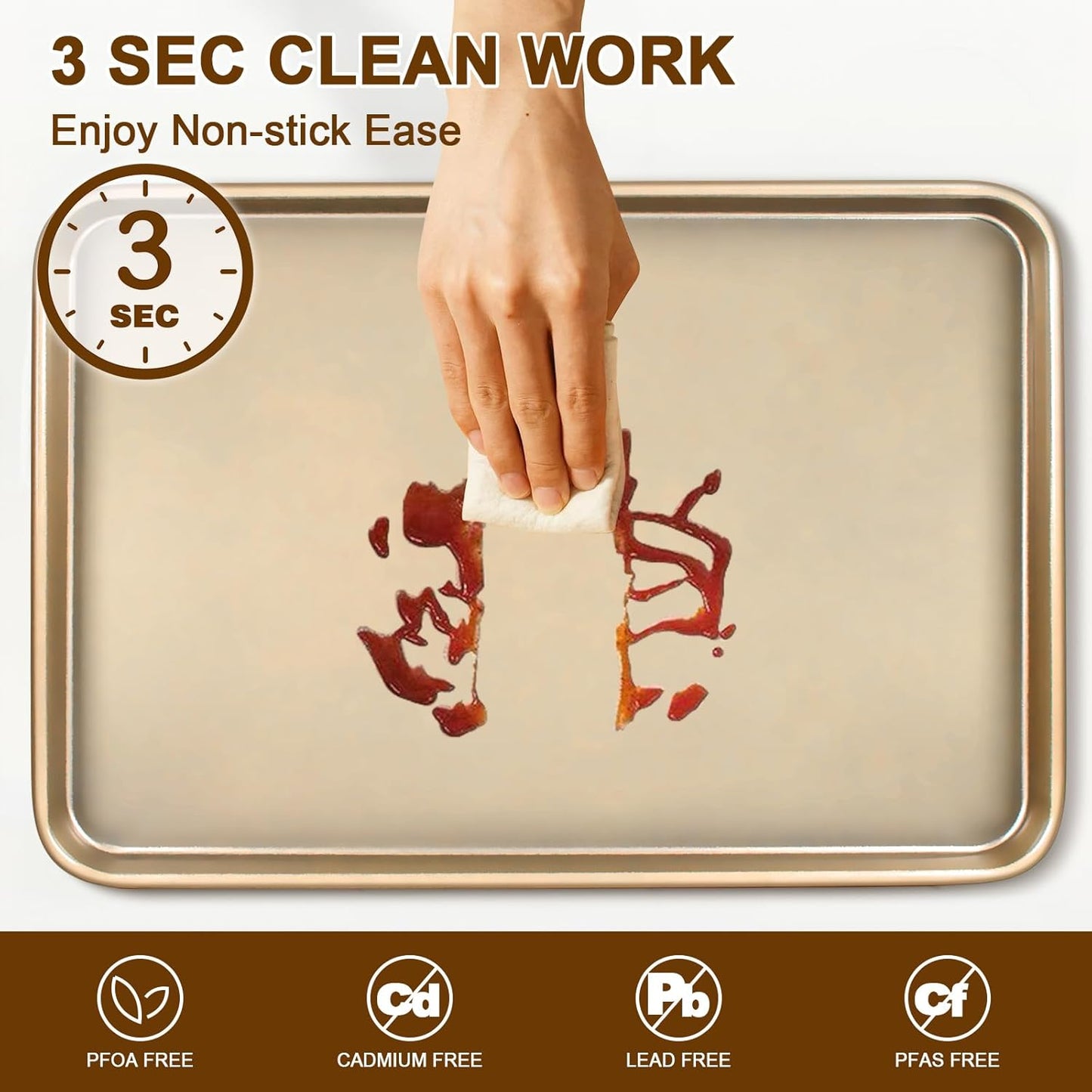 Wildone Baking Sheet Pan Set - Nonstick Carbon Steel Cookie Sheets, Heavy Duty & Easy Clean | 17.5x12 Inch