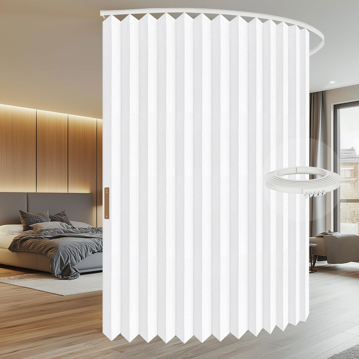 100% Blackout Room Divider Curtains Screen Partitions, Blackout Sound Reducing Divider Room Panel for Doorway Glass Window Sliding Door Patio(White, W100 x L84, 1 Pack)