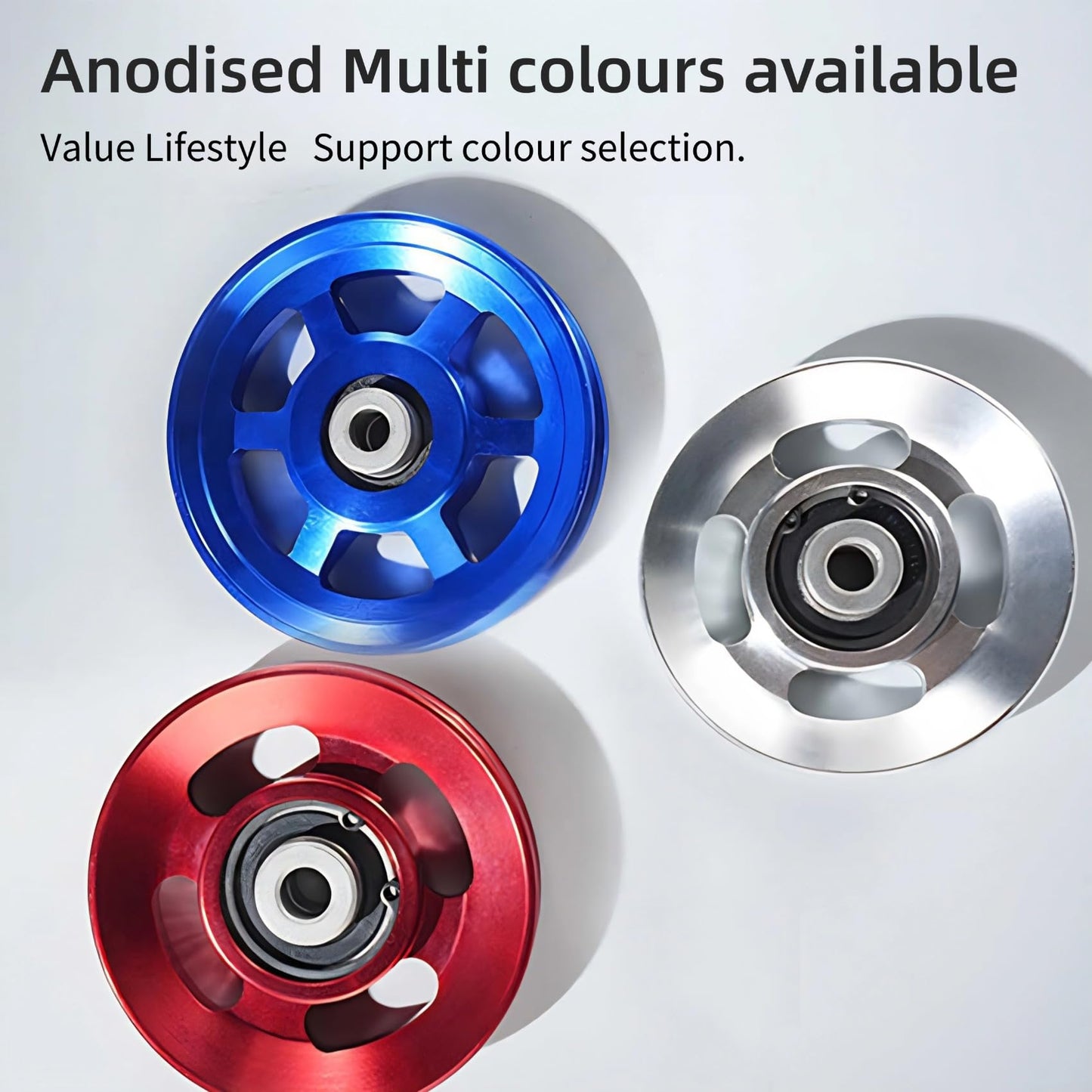 Gueiddi Aluminum Pulley for Home Gym, Load Capacity Sealed Bearing Pulley System, Quiet & Smooth Replacement Gym Pulley Wheel for Cable Machine, LAT Pulldown, Weight Equipment (1, Blue, 88-90mm)