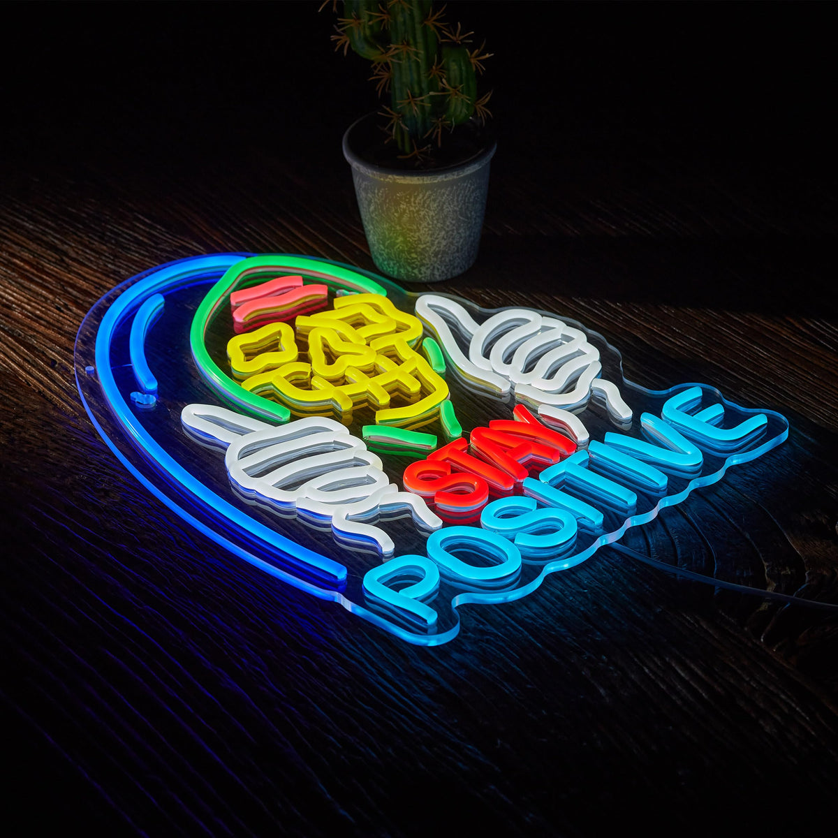 Stay Positive Skull Neon Sign for Wall Décor Dimmable USB LED Neon Light for Home Living Room Bedroom Halloween Decor Gifts